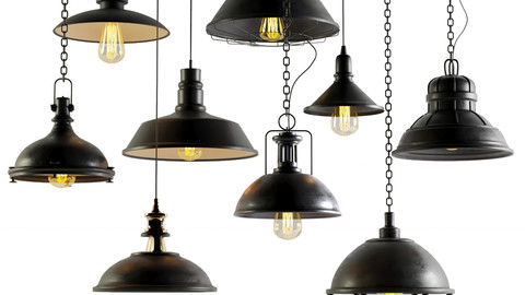 9 black cast industrial chandeliers