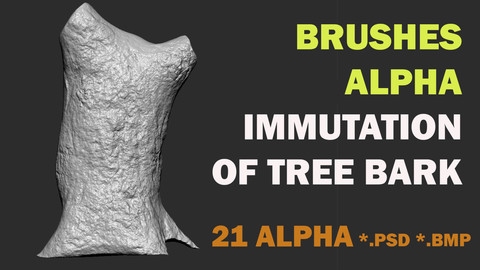 21 ALPHA BRUSH FOR ZBRUSH - TREE BARK IMMUTATION