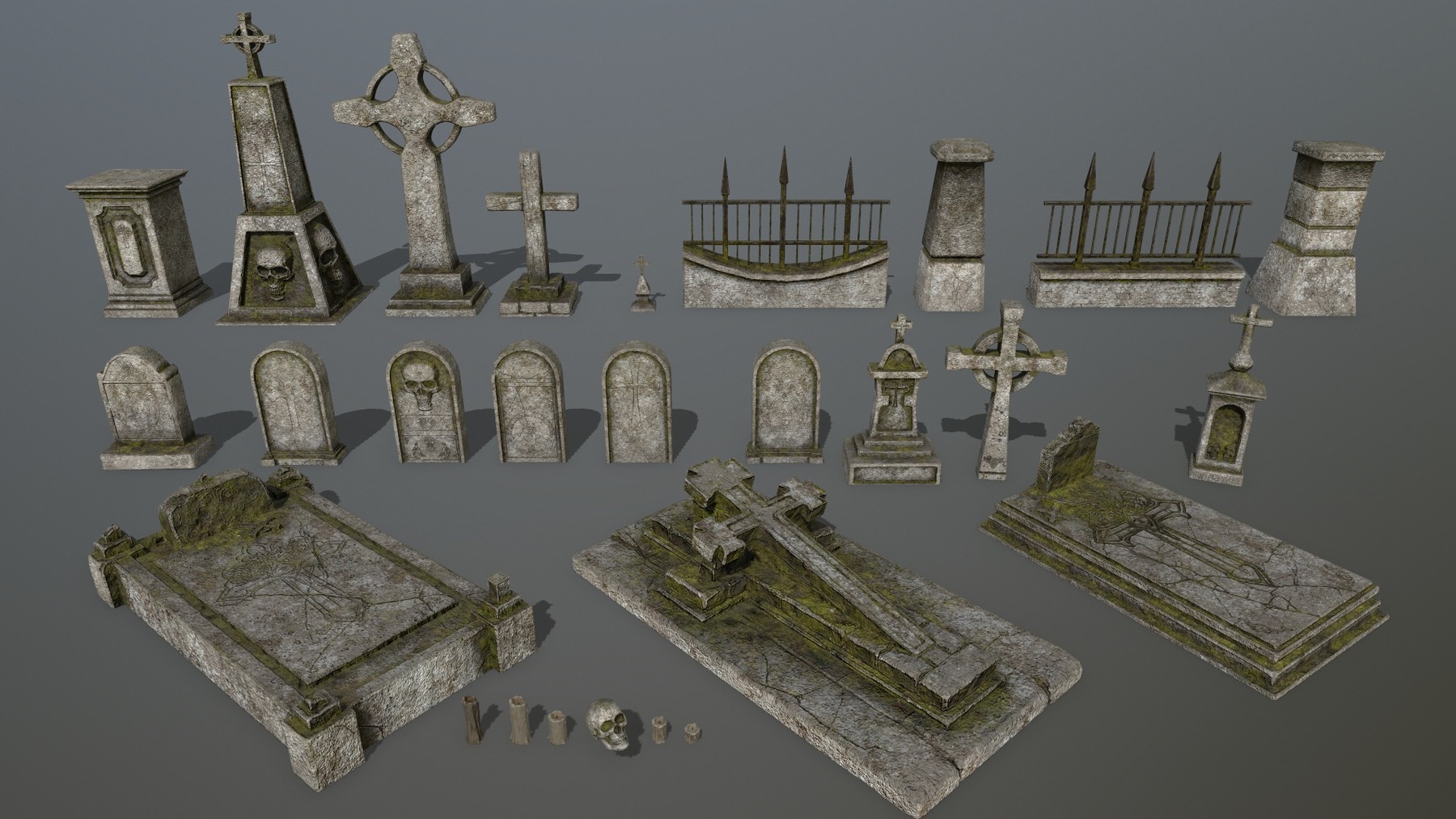 ArtStation tombstone set Game Assets