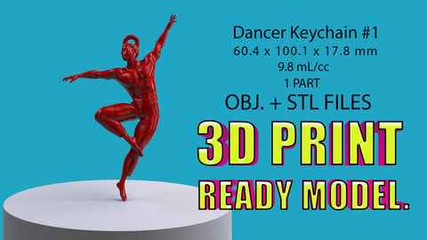 Dancer Keychain #1. (3D Printable model)