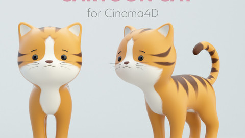 Cartoon Striped Cat Rig for Cinema4D