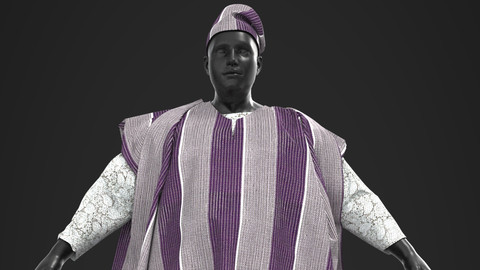 AGBADA 3D African Design Ready To Use In Your Project - Marvelous Designer / Clo3d project + Cinema 4D + FBX + Materials