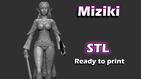 Dark Female Elf Bladedancer 3D print Ready