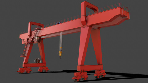 PBR Double Girder Gantry Crane V2 - Red