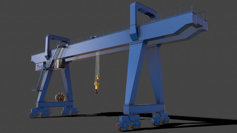 PBR Double Girder Gantry Crane V2 - Blue