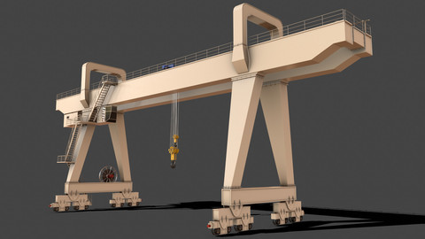 PBR Double Girder Gantry Crane V2 - White