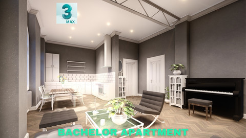 Bachelor Studio Apartment Scene - 3DS MAX - Low Poly