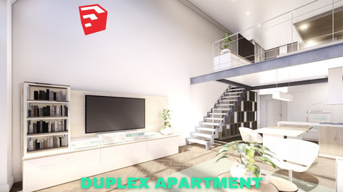 Modern Duplex Apartment Scene - SketchUp