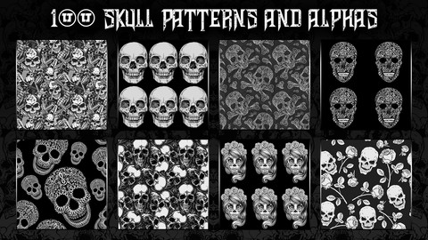 100 Skull patterns and alphas