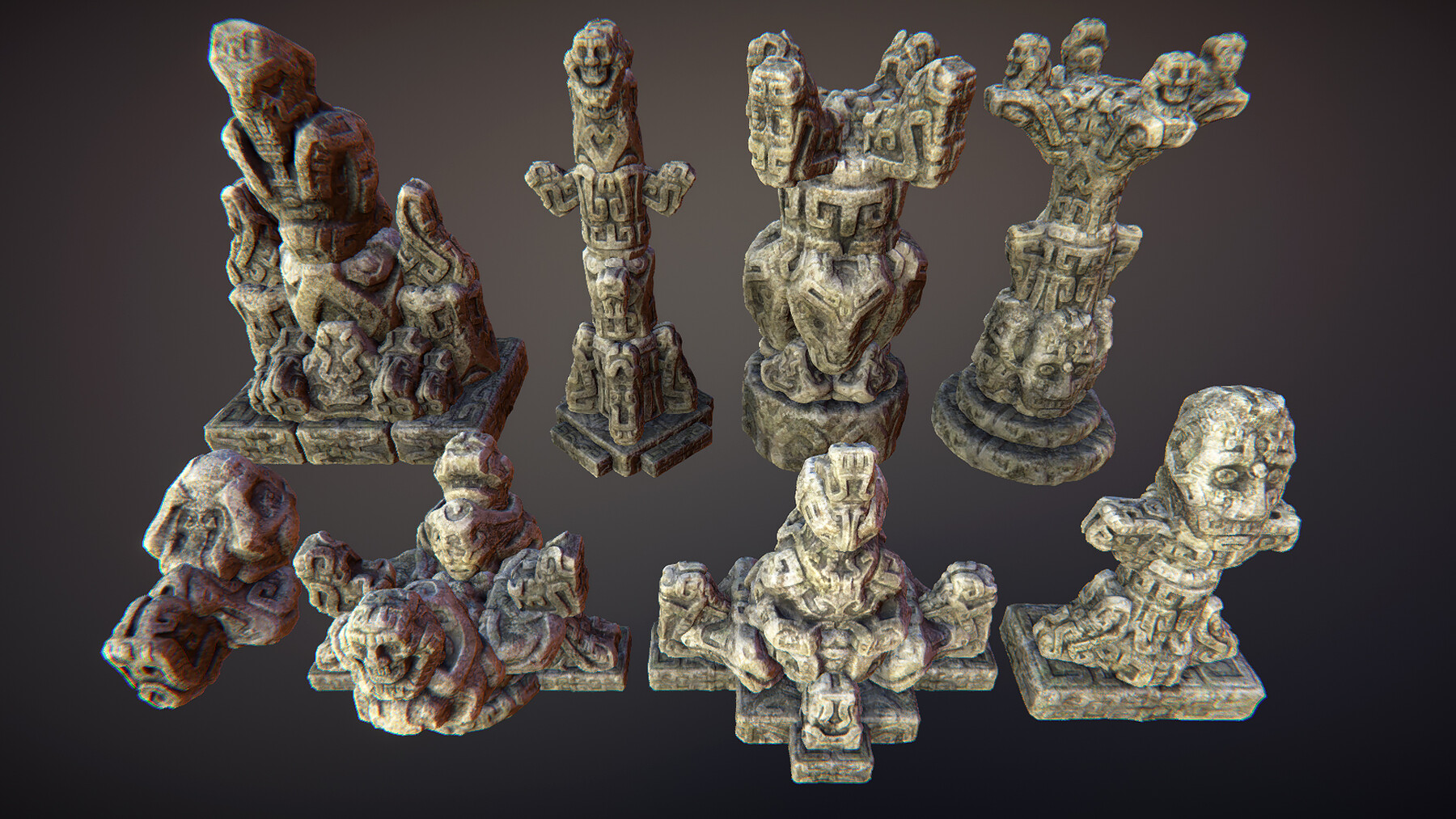 ArtStation Jungle statues Game Assets