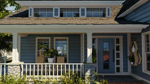 Classic style porch house doors and windows pack