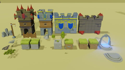 Lowpoly_game_asset\ medieval castle