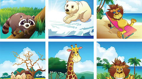 Animal Life Cartoon Collection, Vector EPS