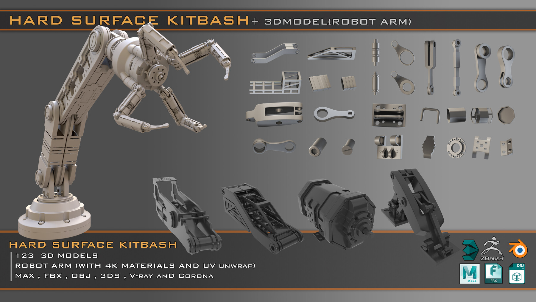 Overskyet Aktiv Antage ArtStation - Hard Surface Kitbash+ROBOT ARM-OM | Resources