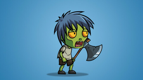 Anime Zombie 2D Character Sprite