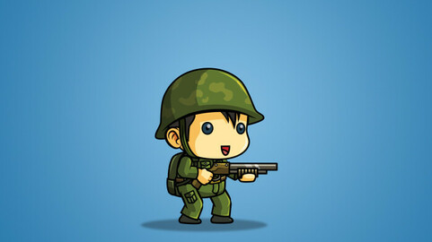 Tiny Chinese Soldier 2D Character Sprite