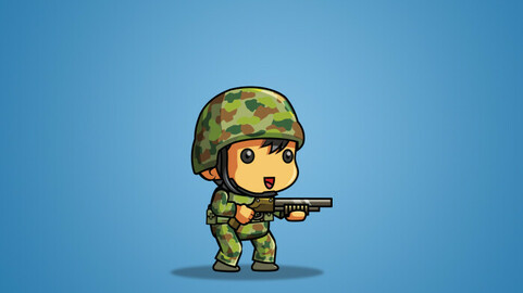 Tiny Australian Soldier 2D Character Sprite