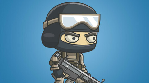 Mike The Counter Terrorist 2D Character Sprite