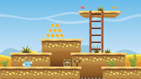 Free Side Scroller Desert Game Tileset