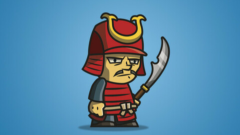 Tiny Armored Samurai 2D Character Sprite