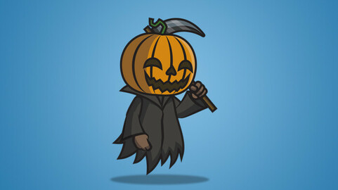 Pumpkin Ghost 2D Character Sprite