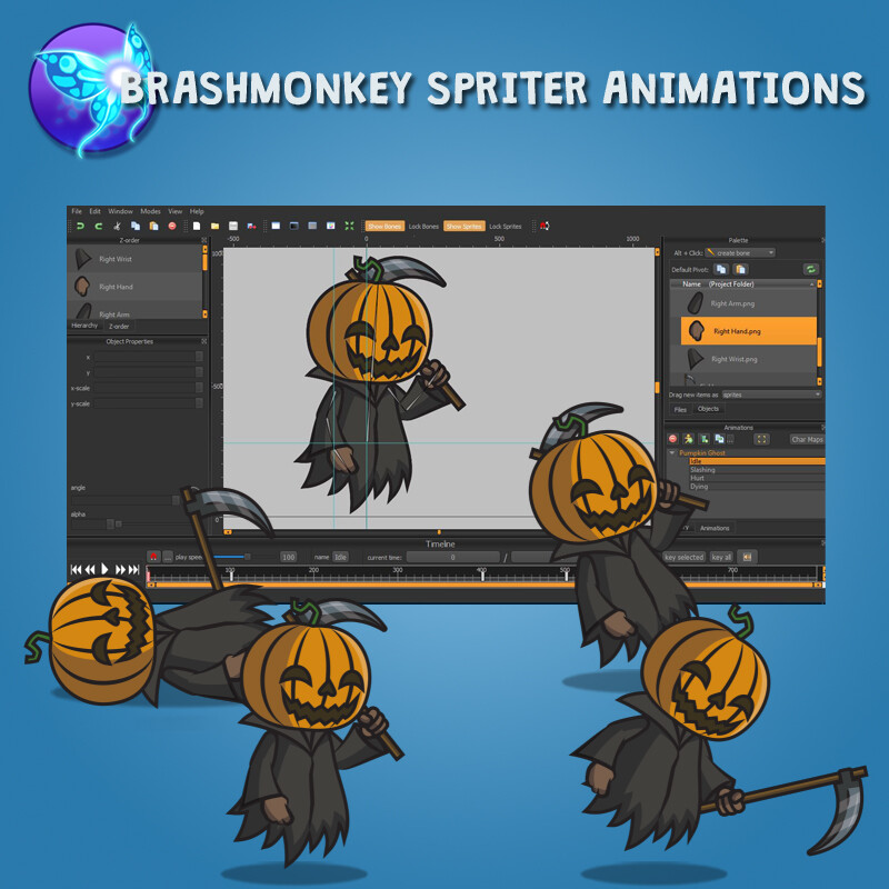 ArtStation - Pumpkin Ghost 2D Character Sprite | Game Assets