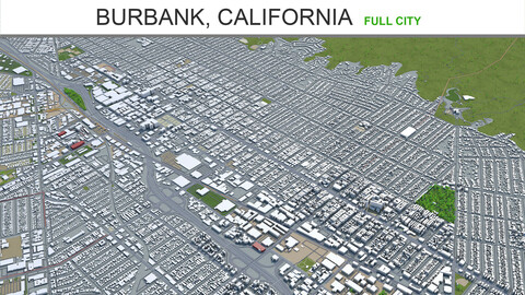 Burbank city California 3d model 30km