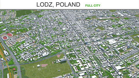 Lodz city Poland 3d model 80km