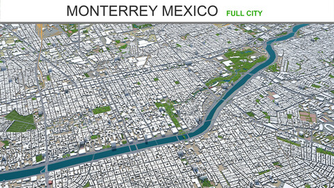 Monterrey city Mexico 3d model 60km