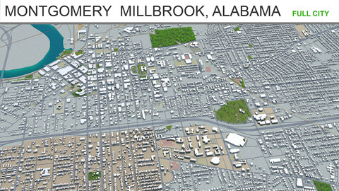 Montgomery  Prattville  Millbrook  city Alabama USA 3d model 60km