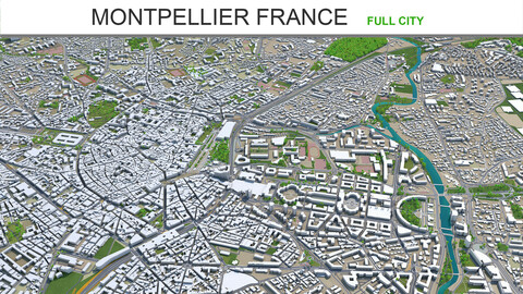 Montpellier city France 3d model 30km