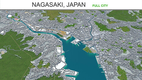 Nagasaki city  Japan 3d model 60km