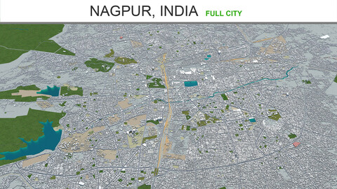 Nagpur city India 3d model 60km