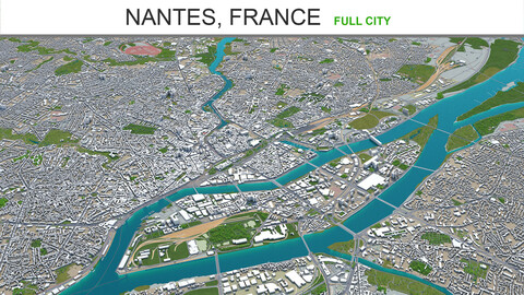 Nantes city France 3d model 60km