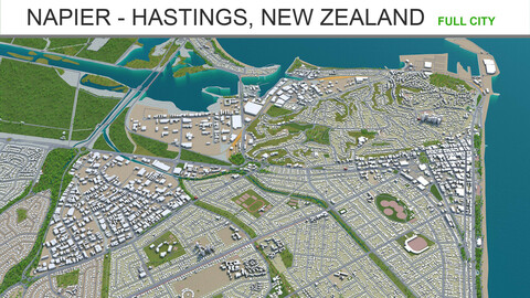 Napier  Hastings city New Zealand 3d model 60km