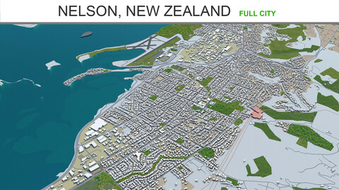 Nelson city  New Zealand 3d model 40km