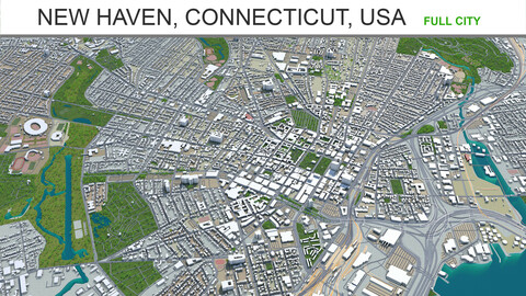 New Haven city Connecticut  USA 3d model 30km