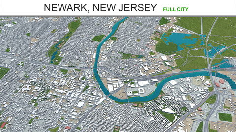 Newark city New Jersey 3d model 30km