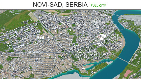 Novi Sad city Serbia 3d model 40km