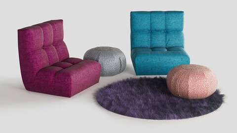 Armchair & Ottoman Pouf