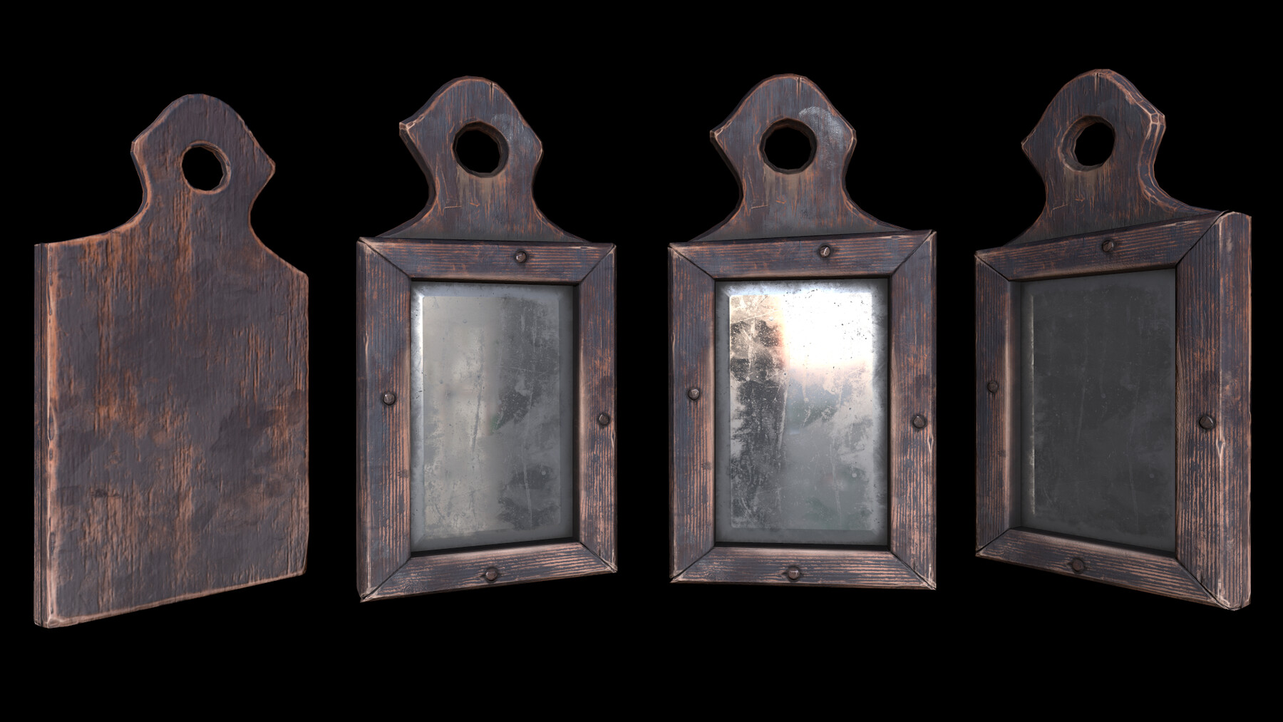 ArtStation - Small medieval wooden mirror | Game Assets