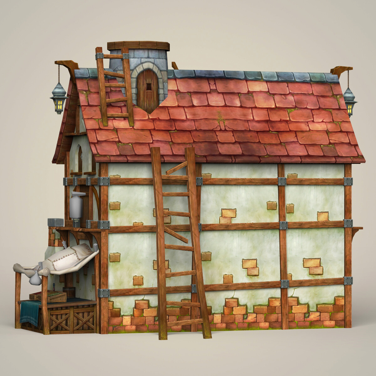 ArtStation - 14 Free Farming Game Assets: Houses and Trees