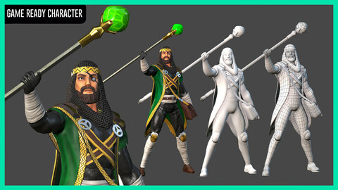 Stylized Male Character - Game-ready Model - Wizard