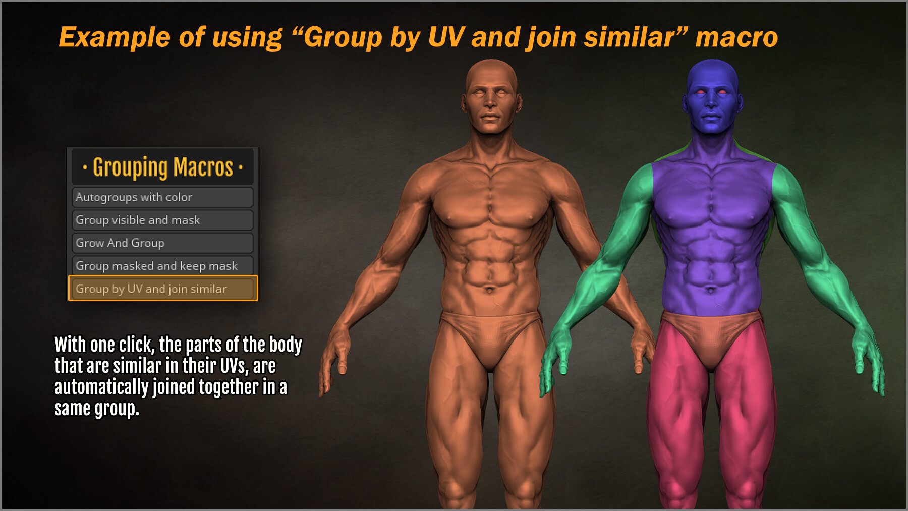 creating groups from one ztool zbrush