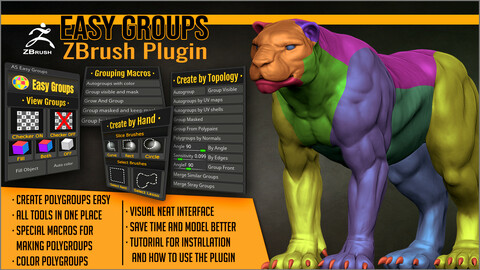 Easy Groups ZBrush Plugin