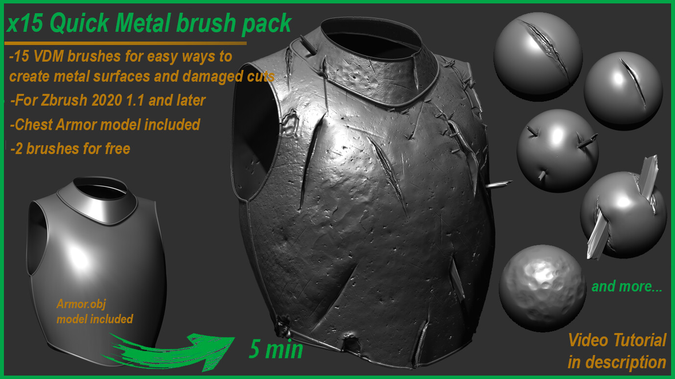 how to make armor damage zbrush