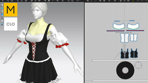 Maid Female outfit Clo3D and MD