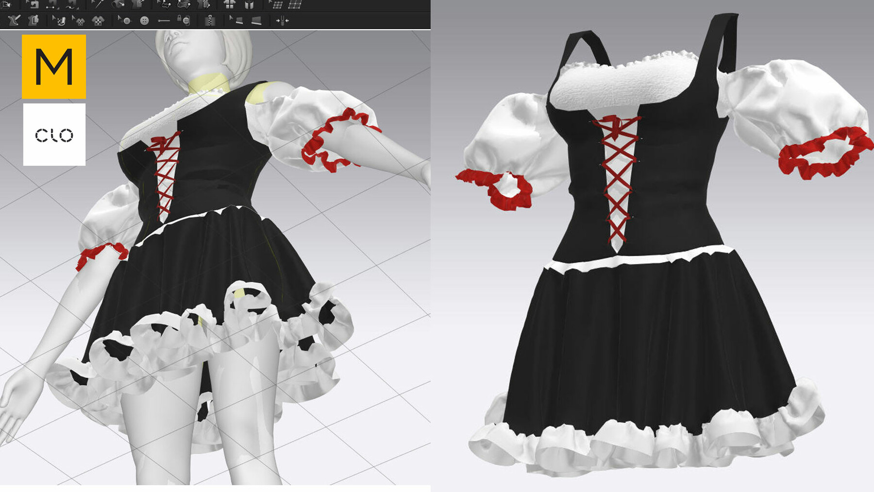 ArtStation - Maid Female outfit Clo3D and MD | Game Assets