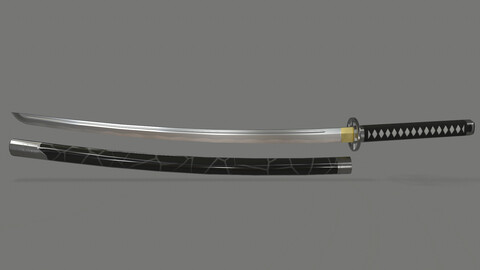 PBR Katana Japanese Sword Black