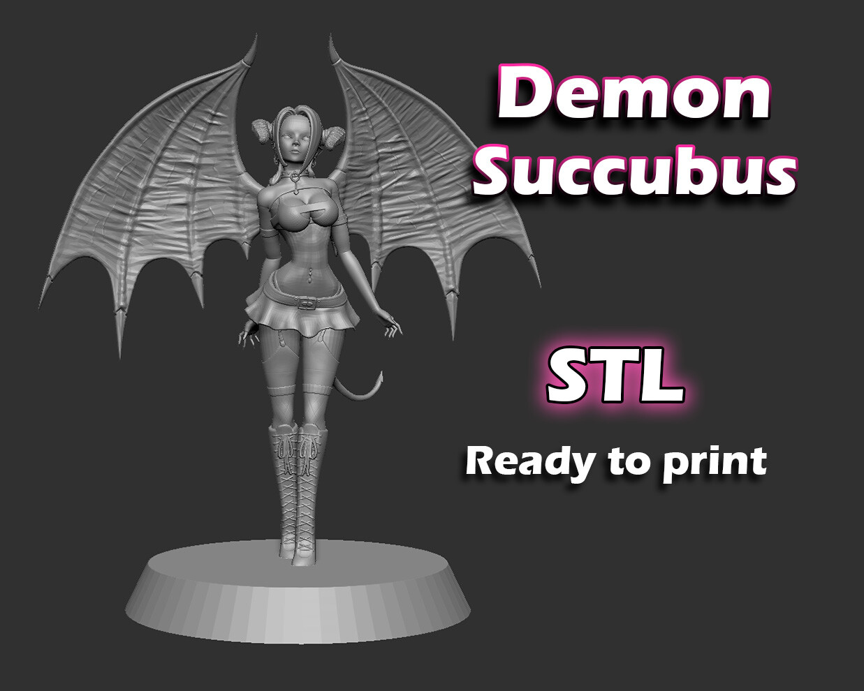ArtStation Female Demon Succubus 3D Print Ready Reso